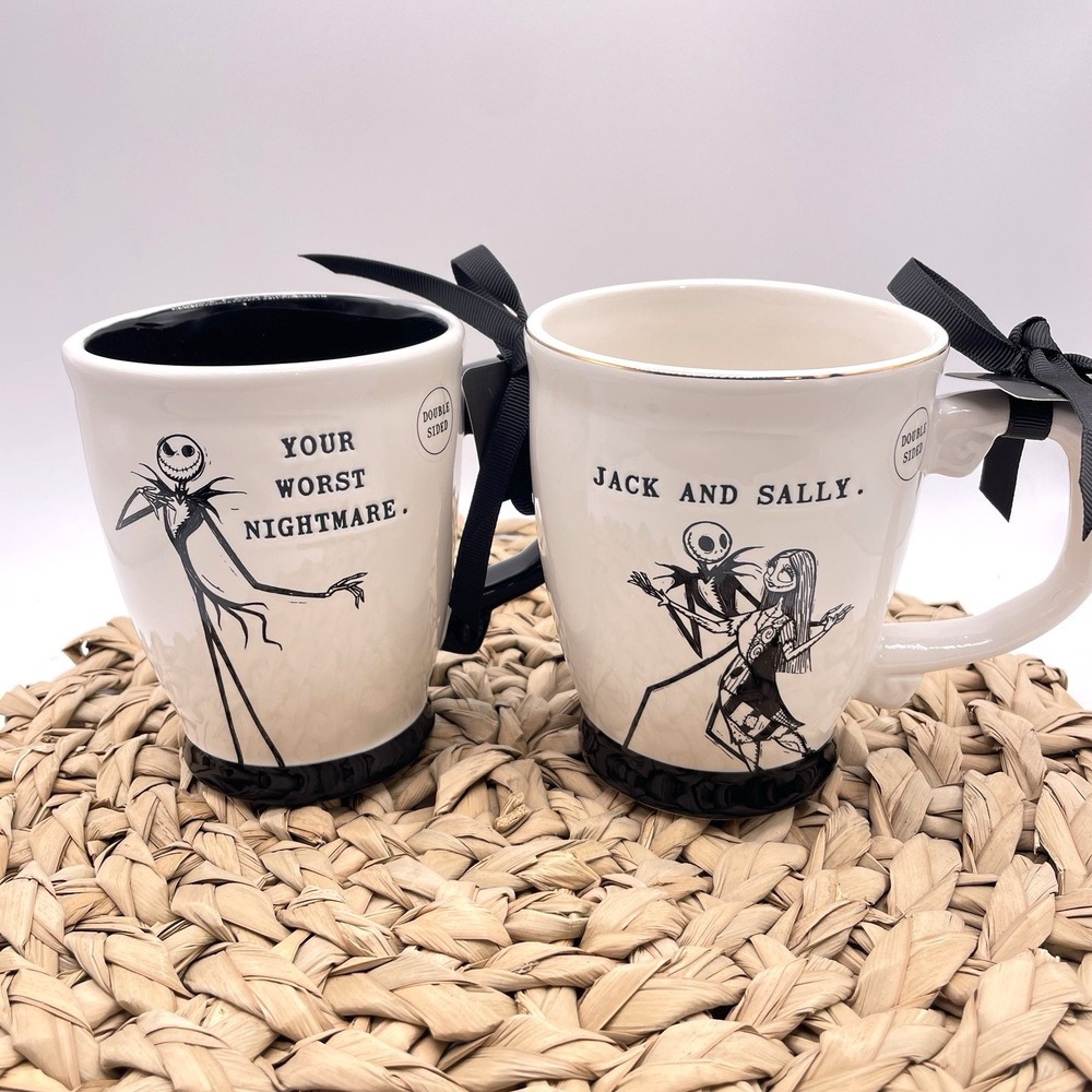 Rae Dunn Nightmare Before Christmas Jack & Sally Worst Nightmare Halloween 2 mug